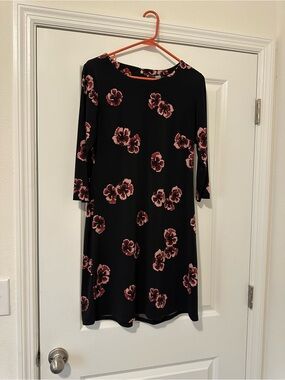 Tommy Hilfiger Black Long-Sleeve Dress with Pink Floral Print
